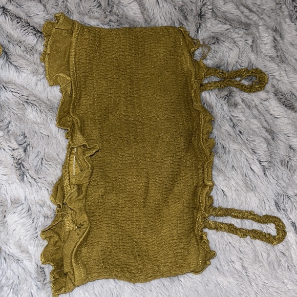 Two piece set. Skirt+croptop Color:Burnt yellowish/fall color. Brand: Listicle. - Picture 2 of 4